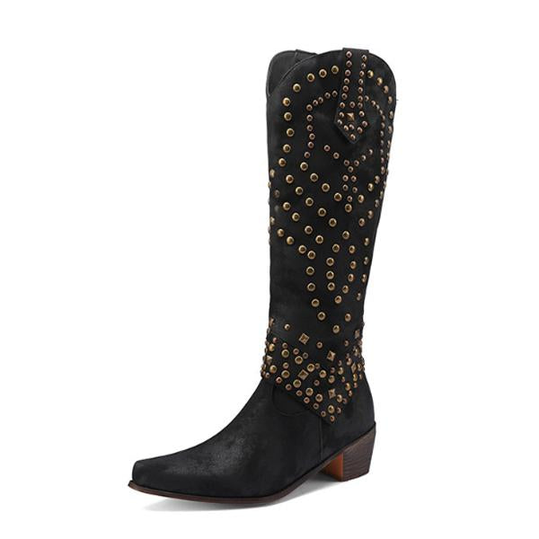 Abbott - Elegant boots with metal studs and solid heel